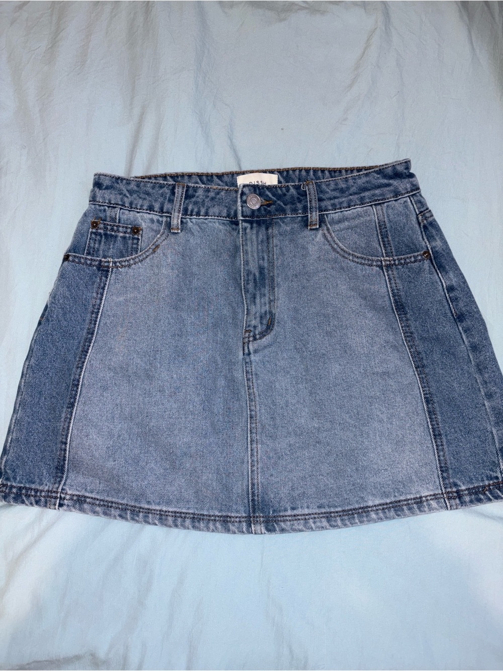 DISSH Two-Tone Denim Mini Skirt - Blue